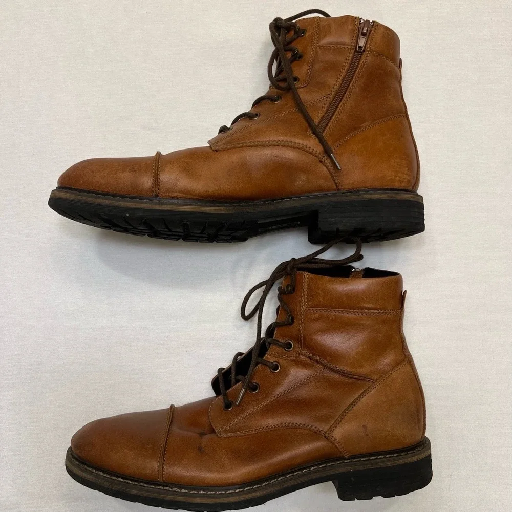THE RAIL Cap Toe Chukka Brown Leather Ankle Boots Size EU‎ 43M (US 10)